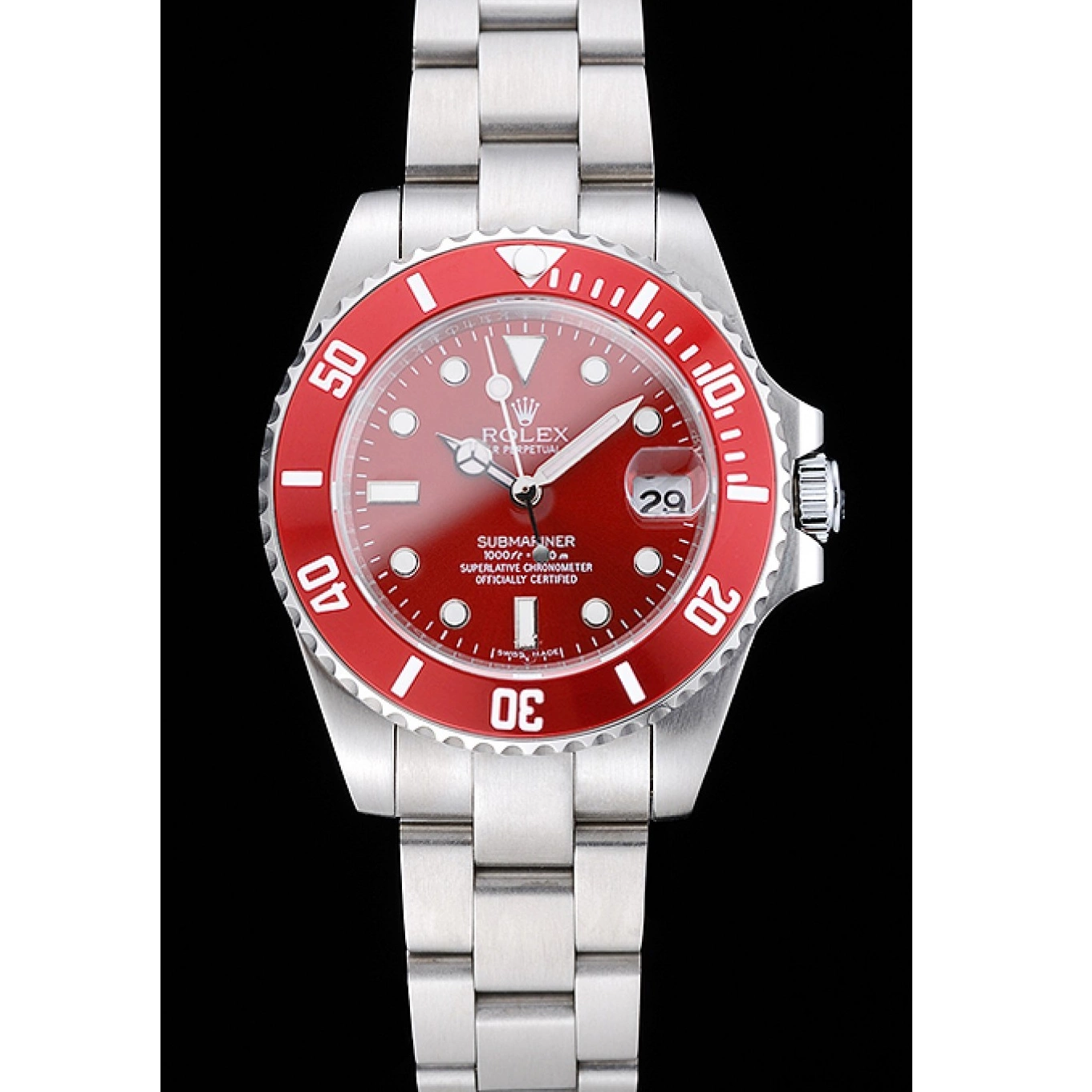 MiroTime 0713 Rolex Submariner Red Dial Stainless Steel Bracelet 1454154